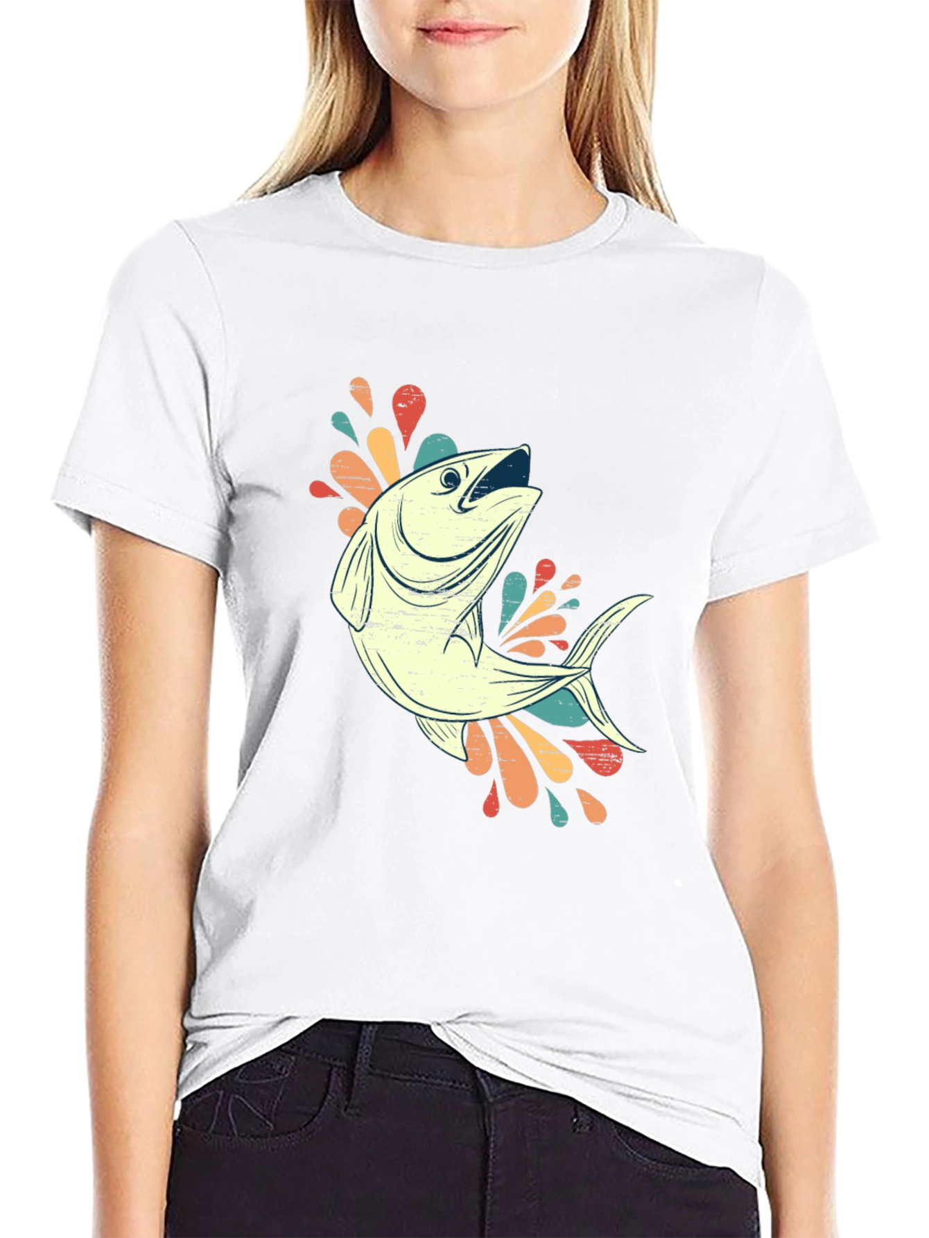 Retro Fishing Tee - Black Cotton Blend