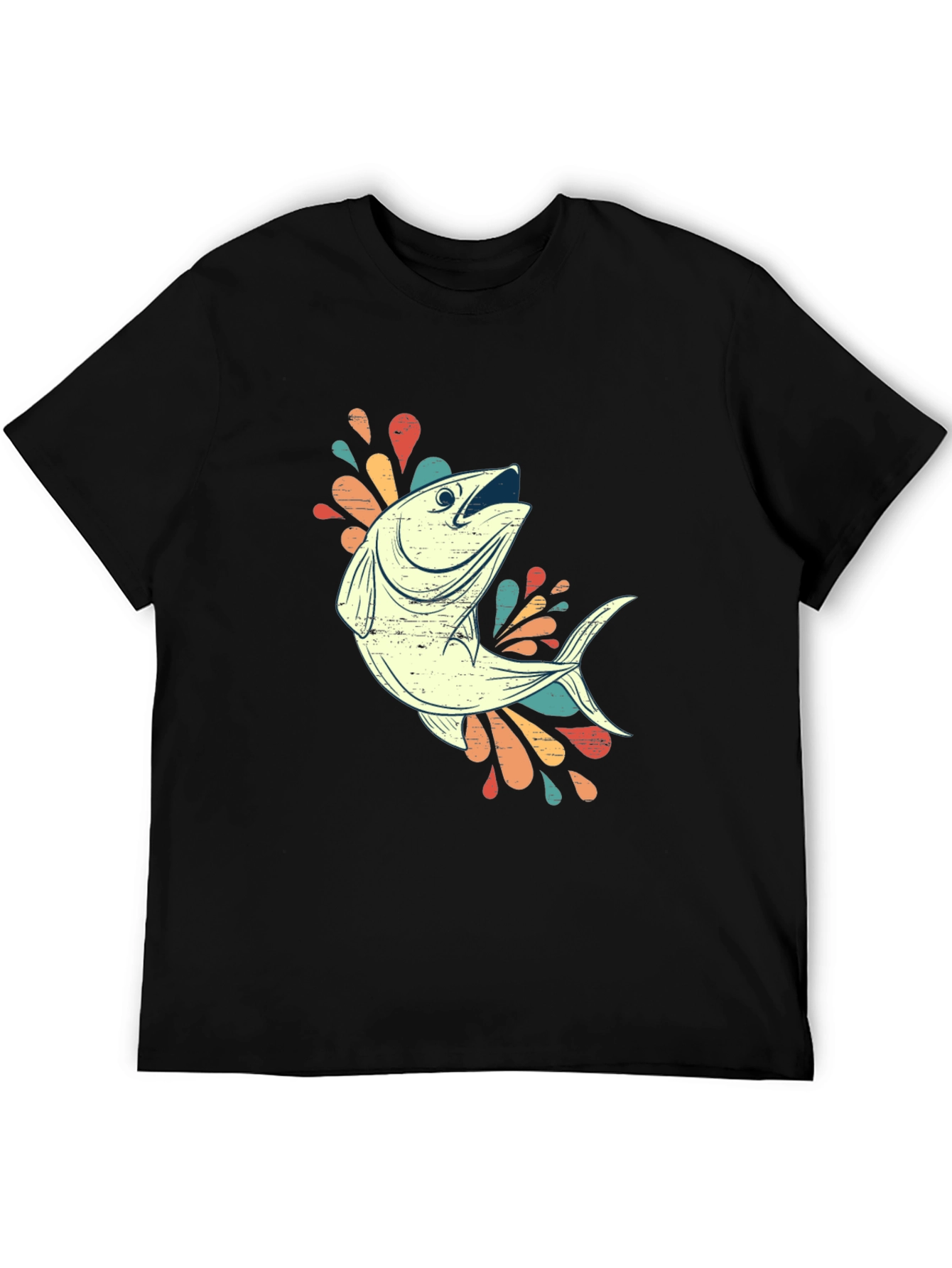 Retro Fishing Tee - Black Cotton Blend