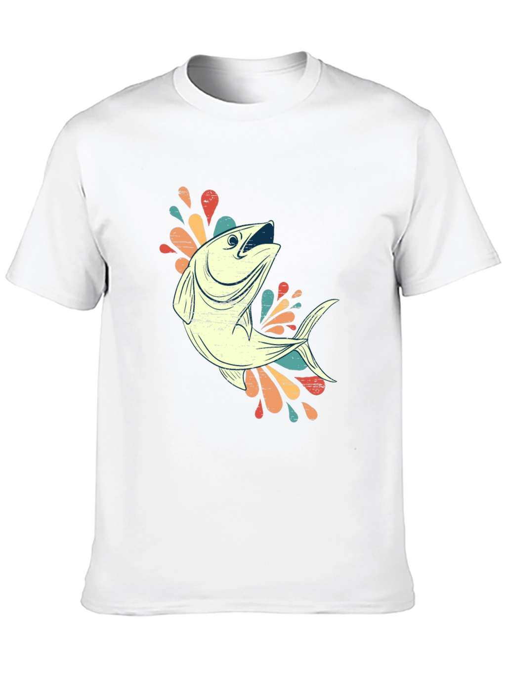 Retro Fishing Tee - Black Cotton Blend