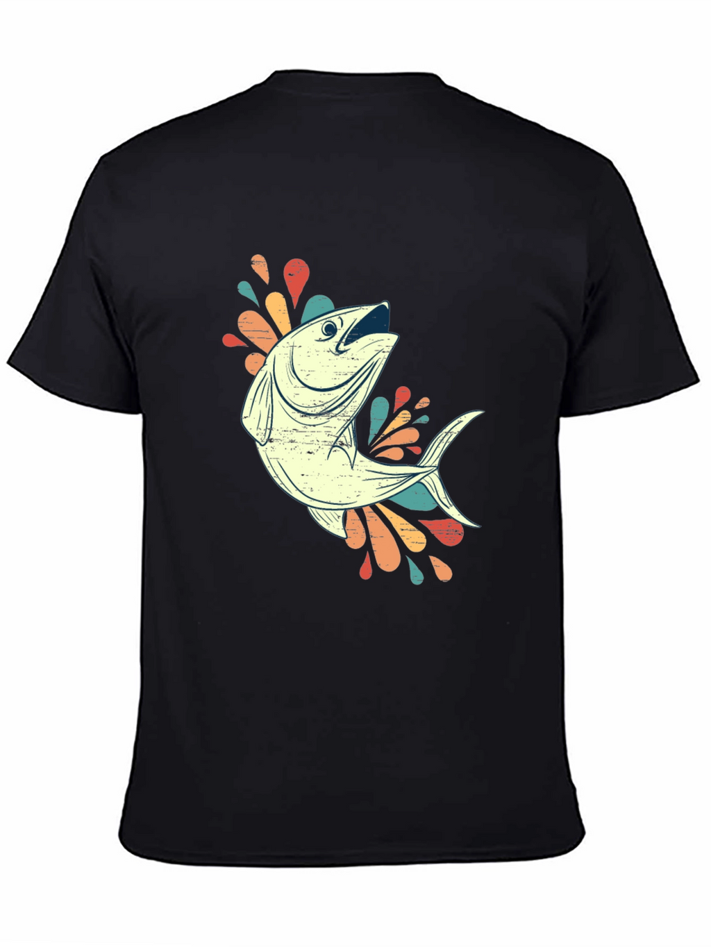 Retro Fishing Tee - Black Cotton Blend