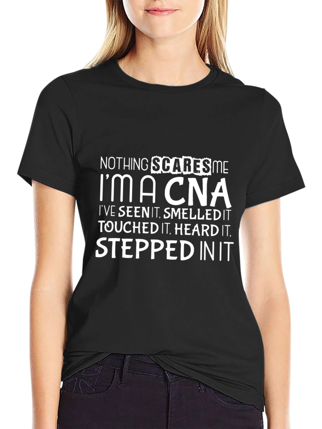 Nothing Scares Me Im A CNA Black T-Shirt