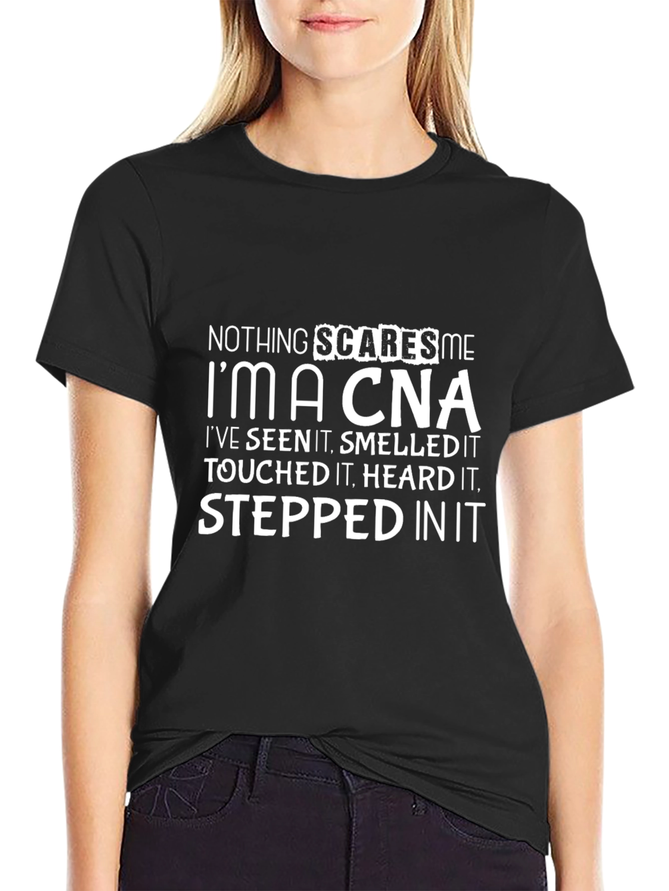 Nothing Scares Me Im A CNA Black T-Shirt
