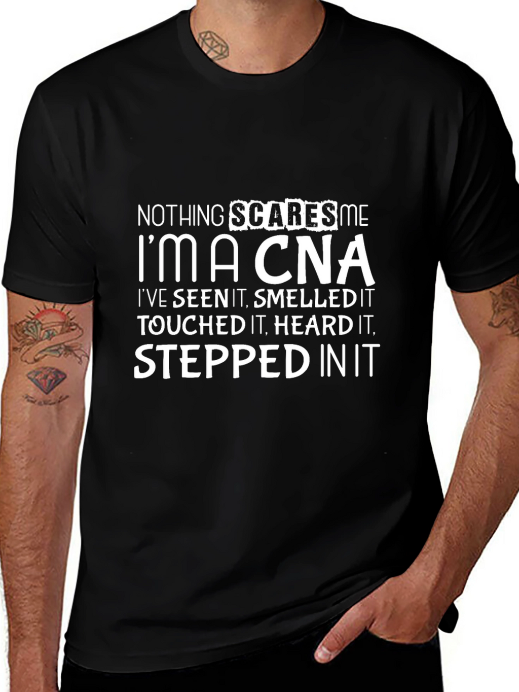 Nothing Scares Me Im A CNA Black T-Shirt