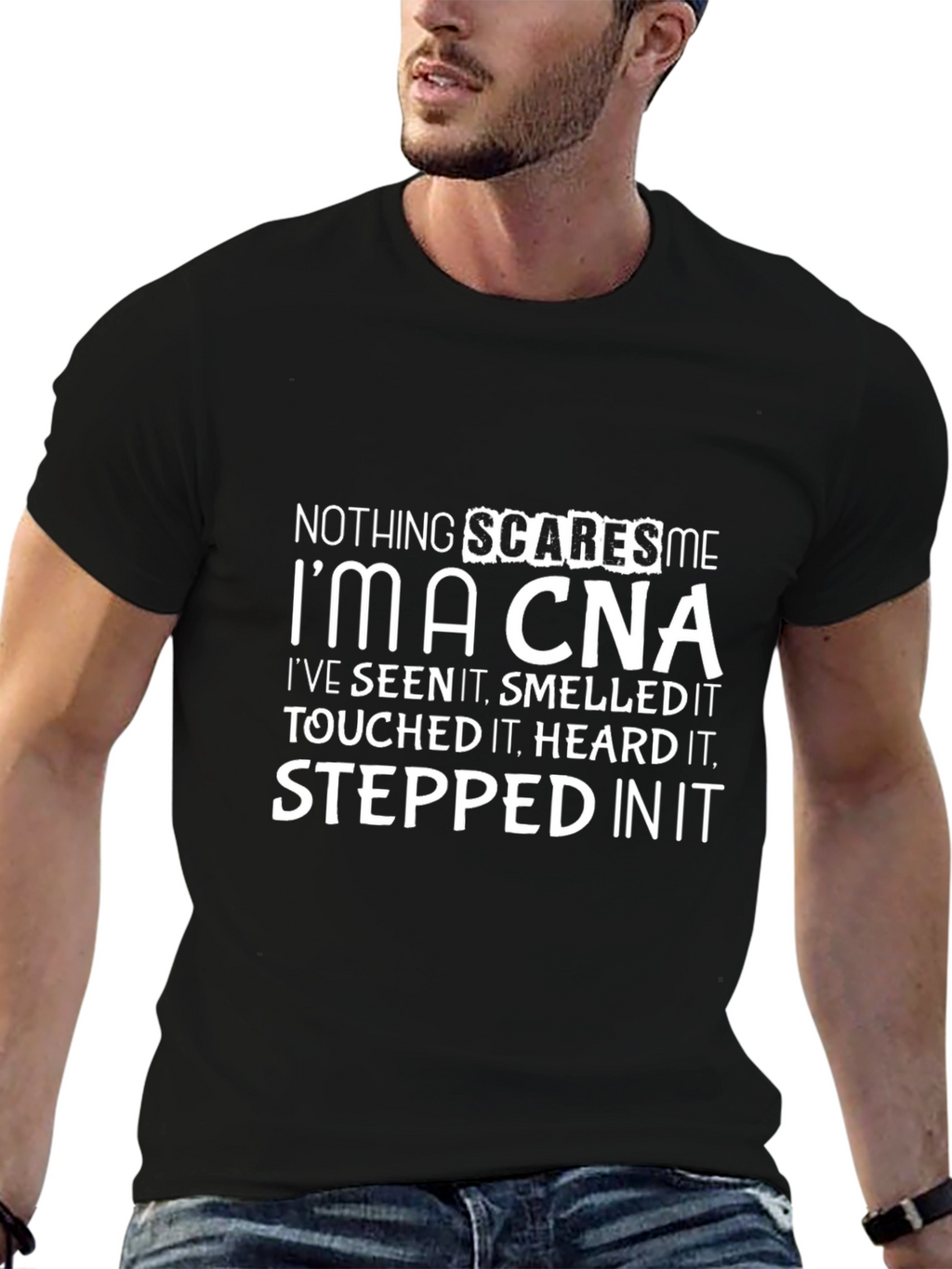 Nothing Scares Me Im A CNA Black T-Shirt