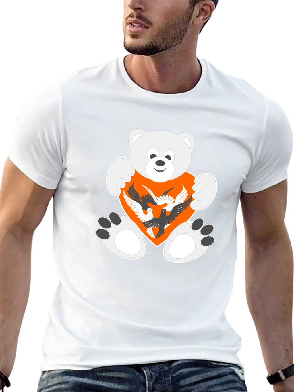 Teddy Bear Heart Birds Graphic Tee