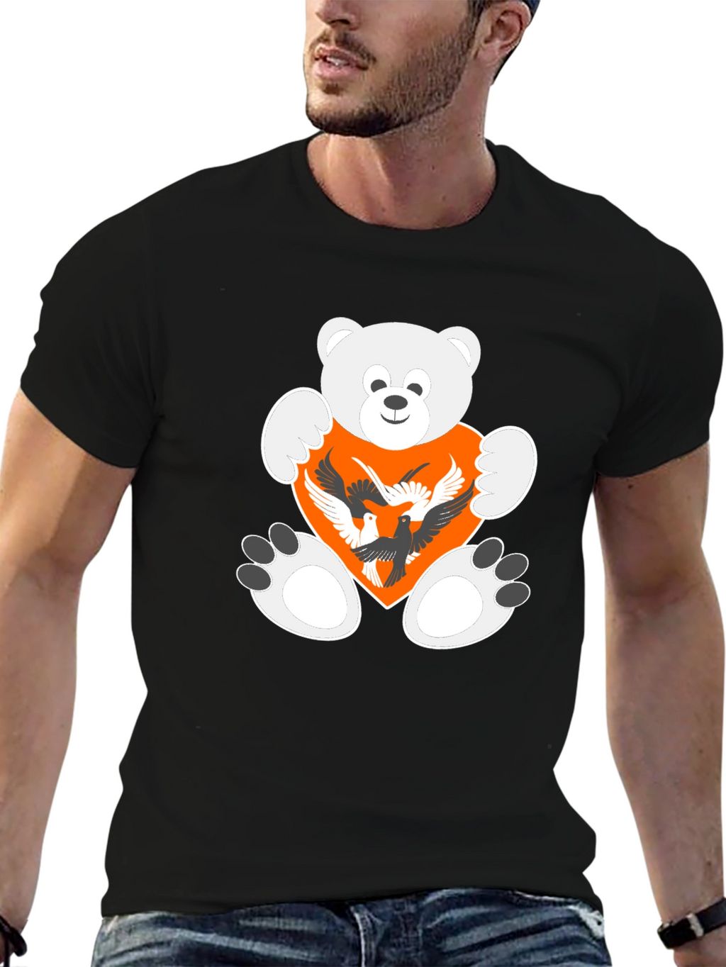 Teddy Bear Heart Birds Graphic Tee