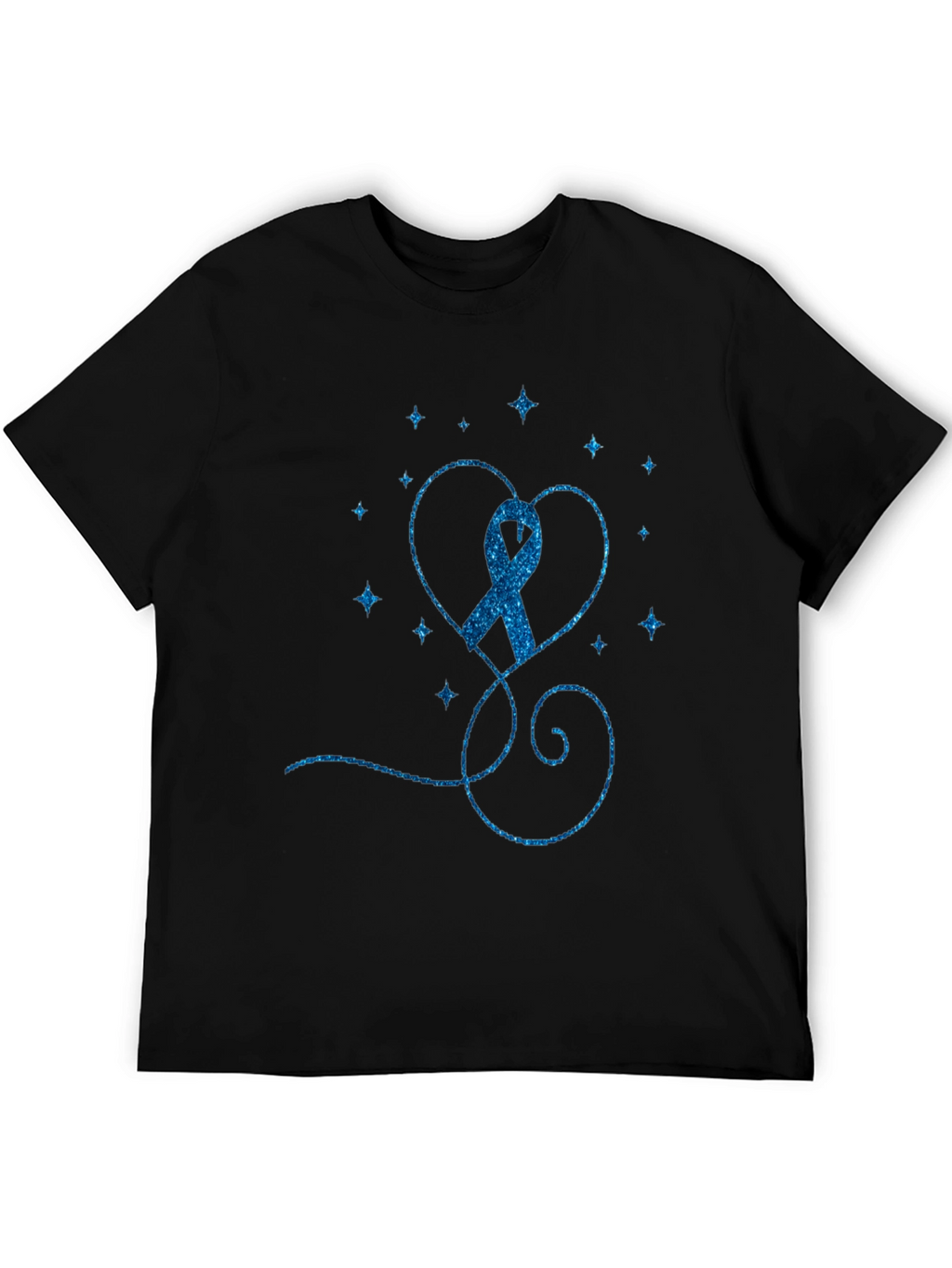 Blue Ribbon Heart Graphic Tee - Awareness Shirt