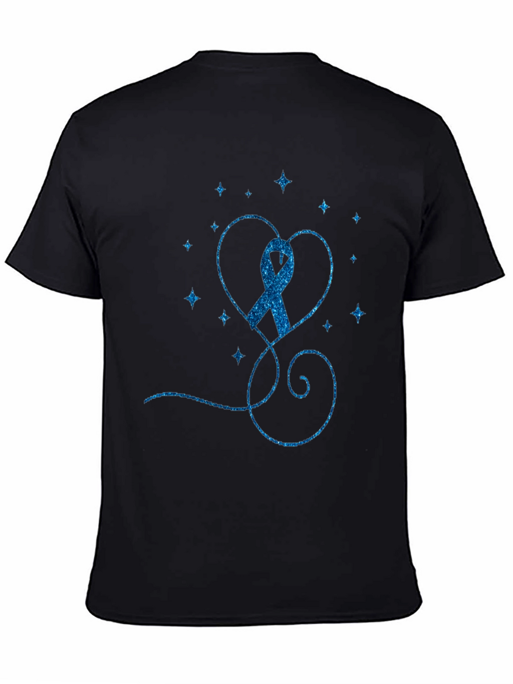 Blue Ribbon Heart Graphic Tee - Awareness Shirt