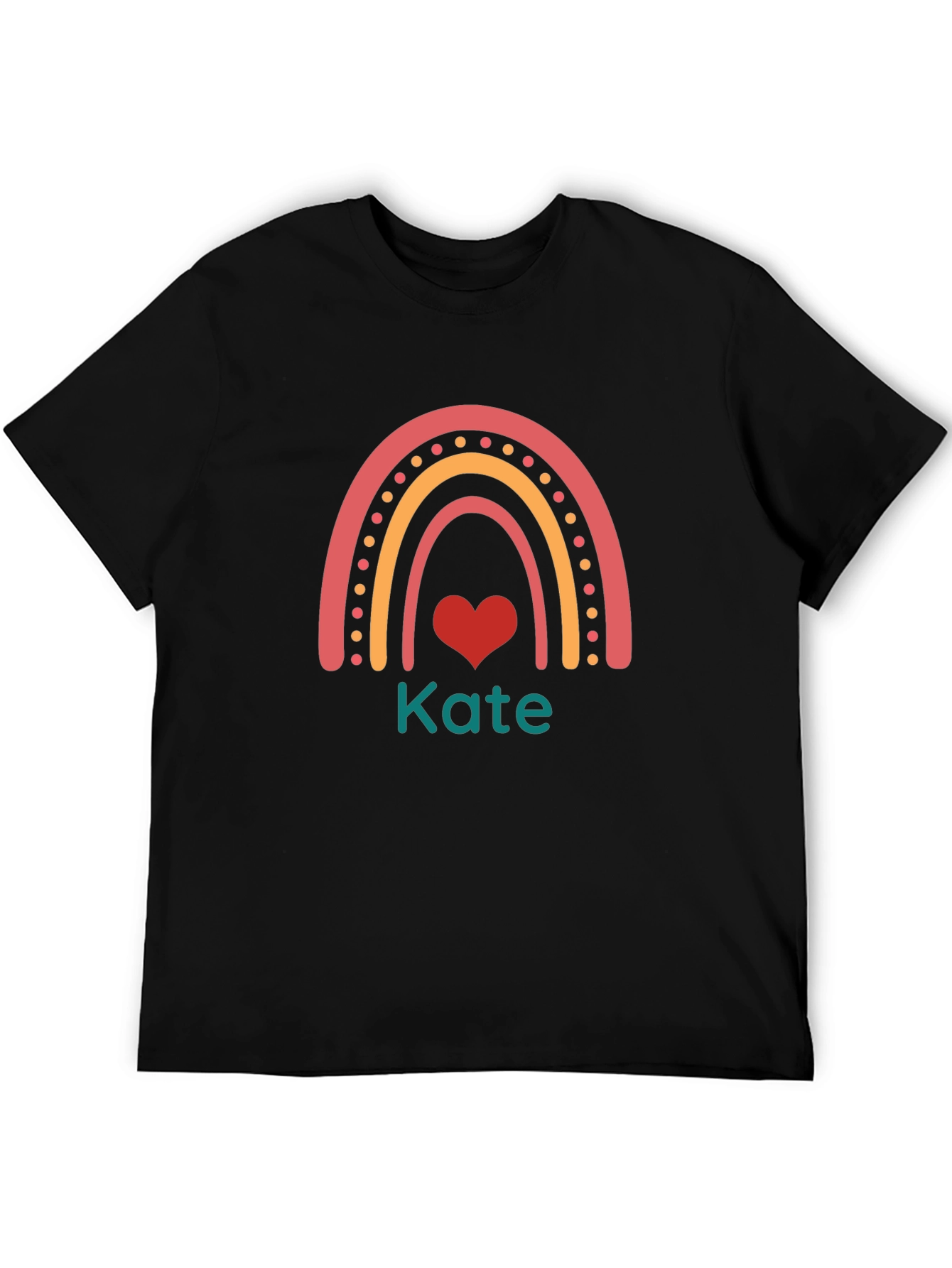 Rainbow Heart Kate T-Shirt - Custom Name Tee
