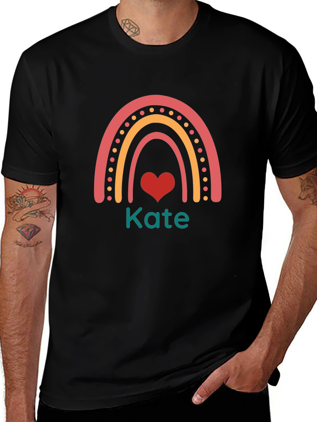 Rainbow Heart Kate T-Shirt - Custom Name Tee
