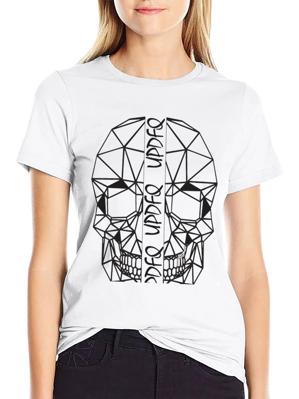 Geometric Skull Print Black T-Shirt