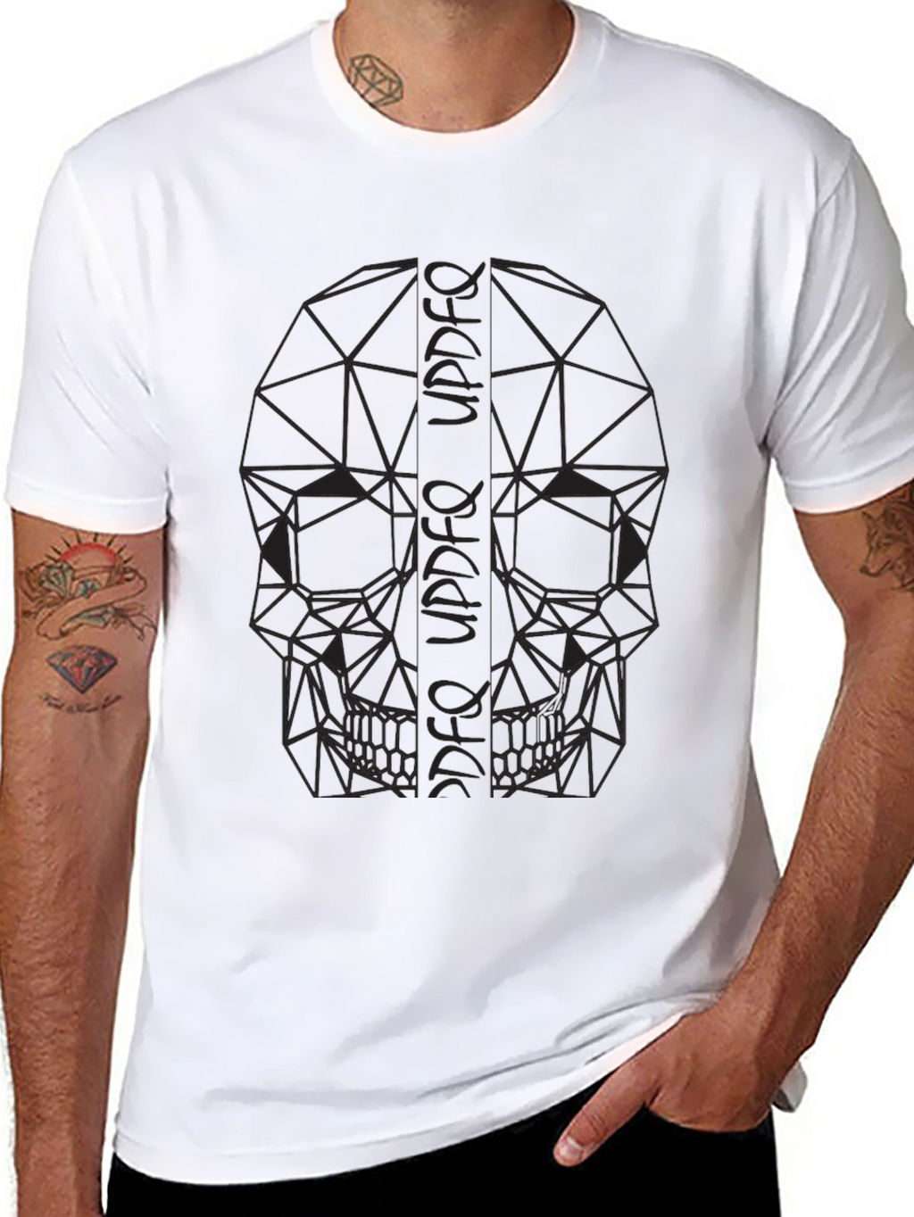 Geometric Skull Print Black T-Shirt