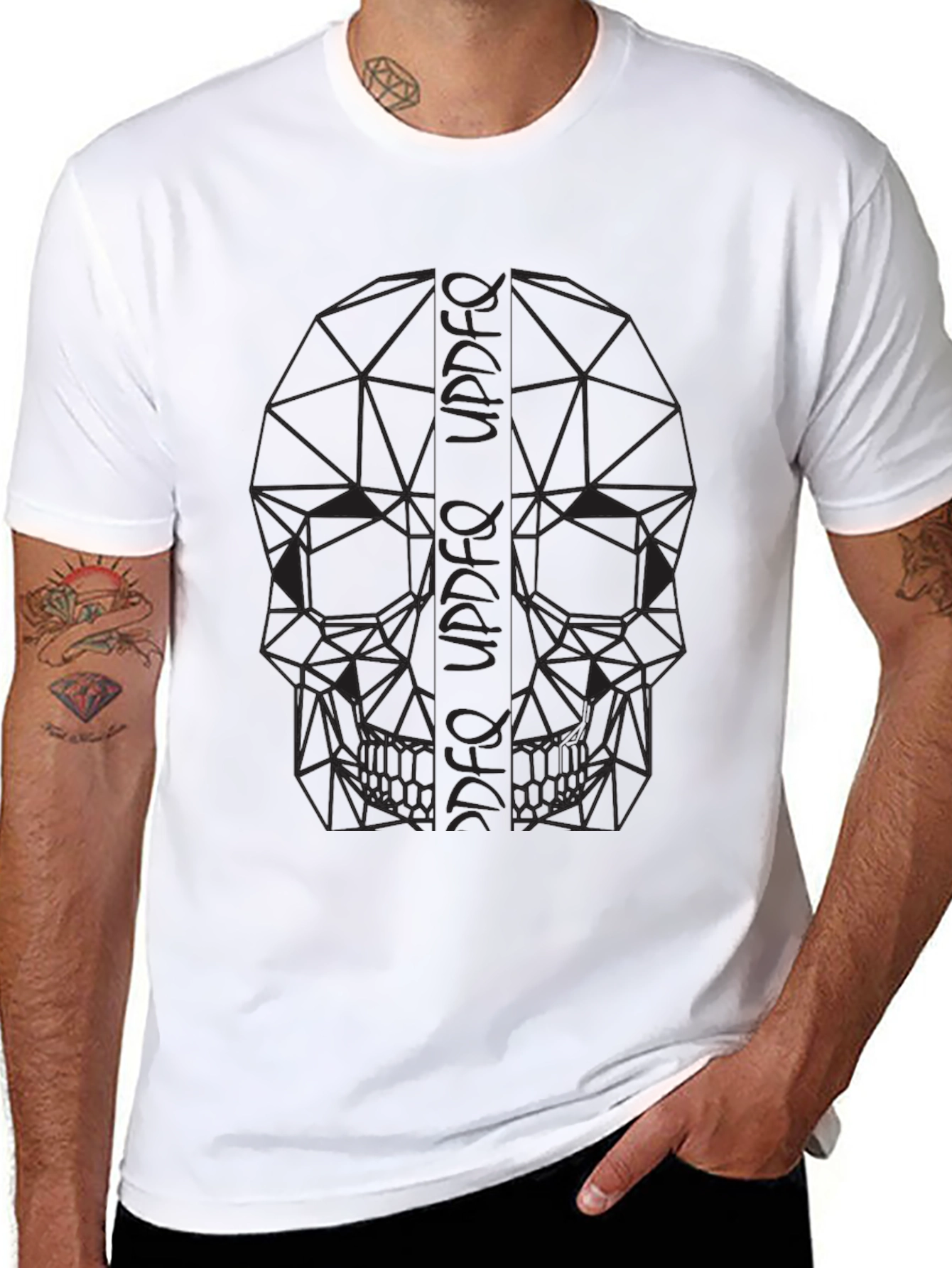 Geometric Skull Print Black T-Shirt