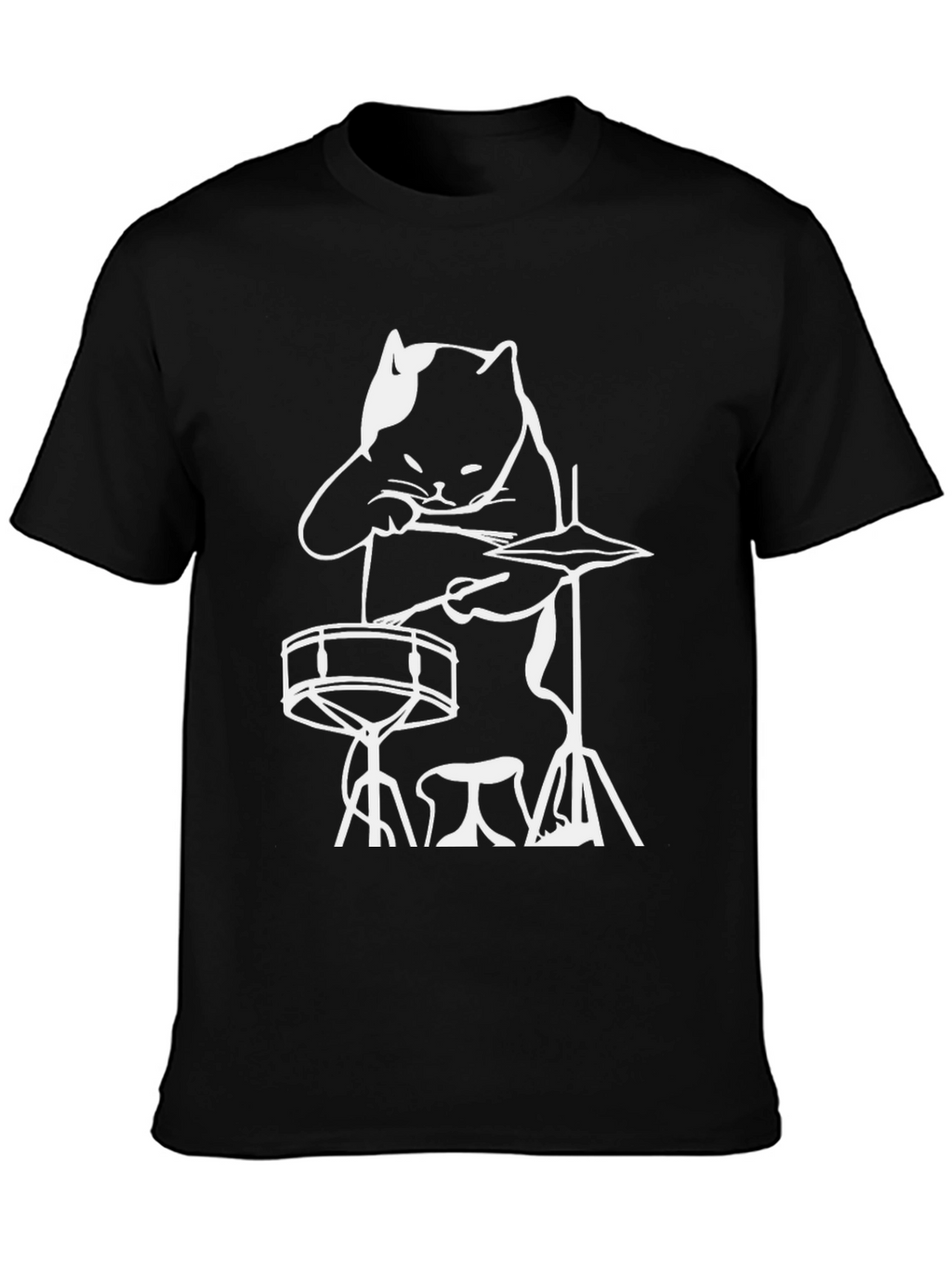 Cat Drummer T-Shirt - Rock and Roll Cool!