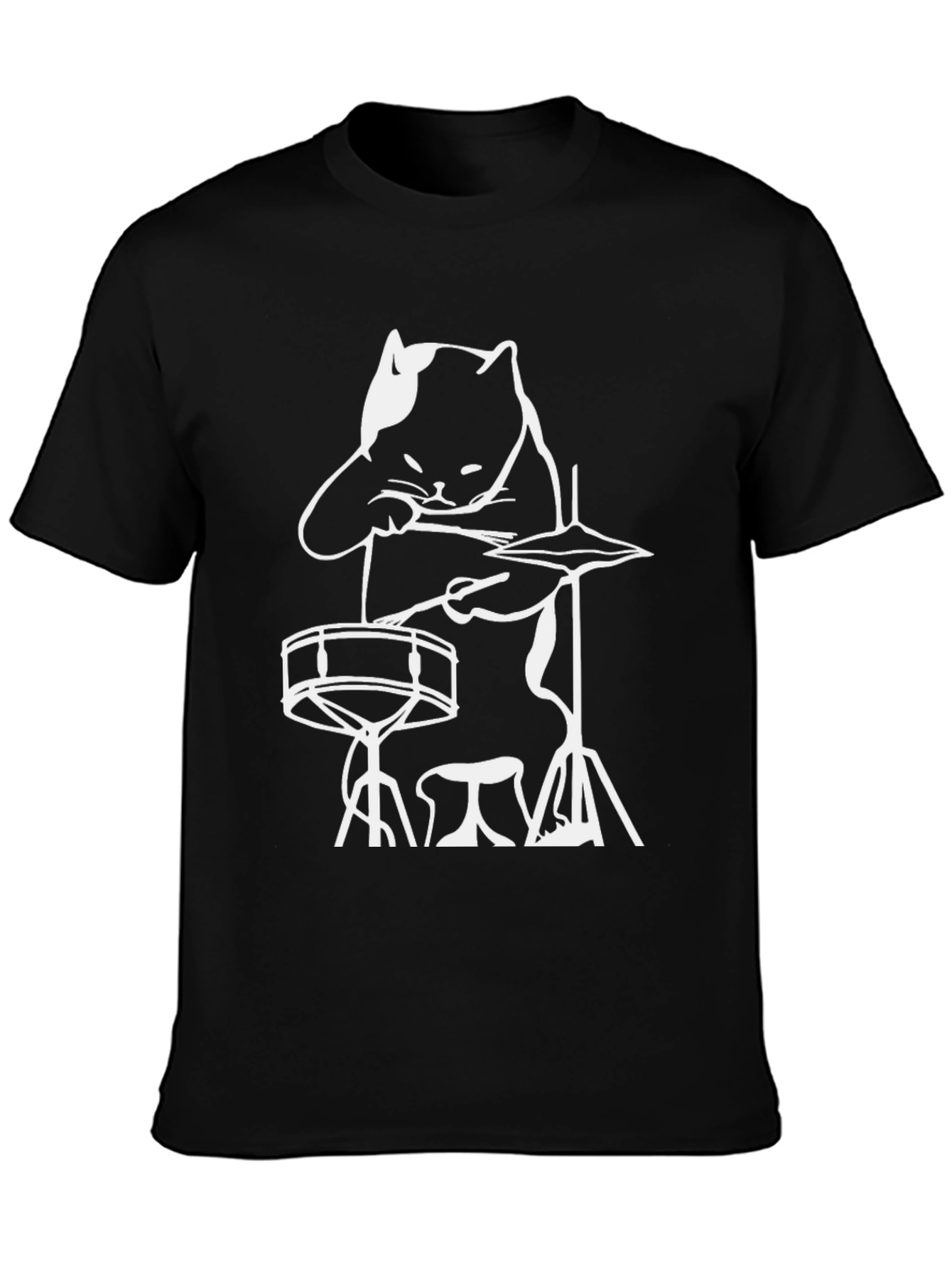 Cat Drummer T-Shirt - Rock and Roll Cool!