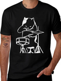 Cat Drummer T-Shirt - Rock and Roll Cool!