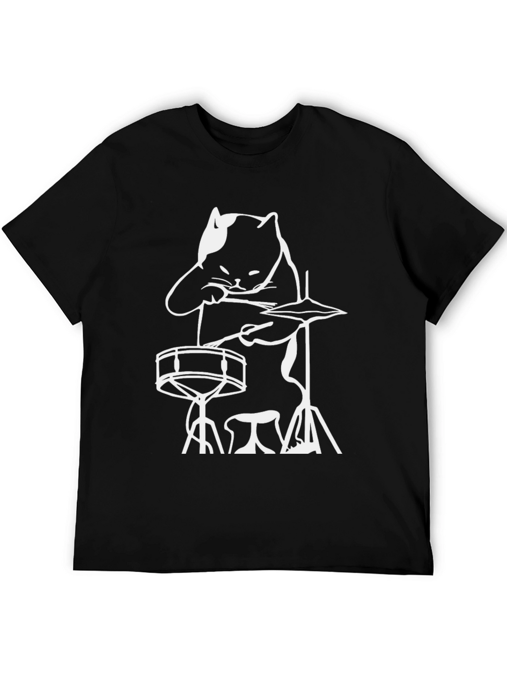 Cat Drummer T-Shirt - Rock and Roll Cool!