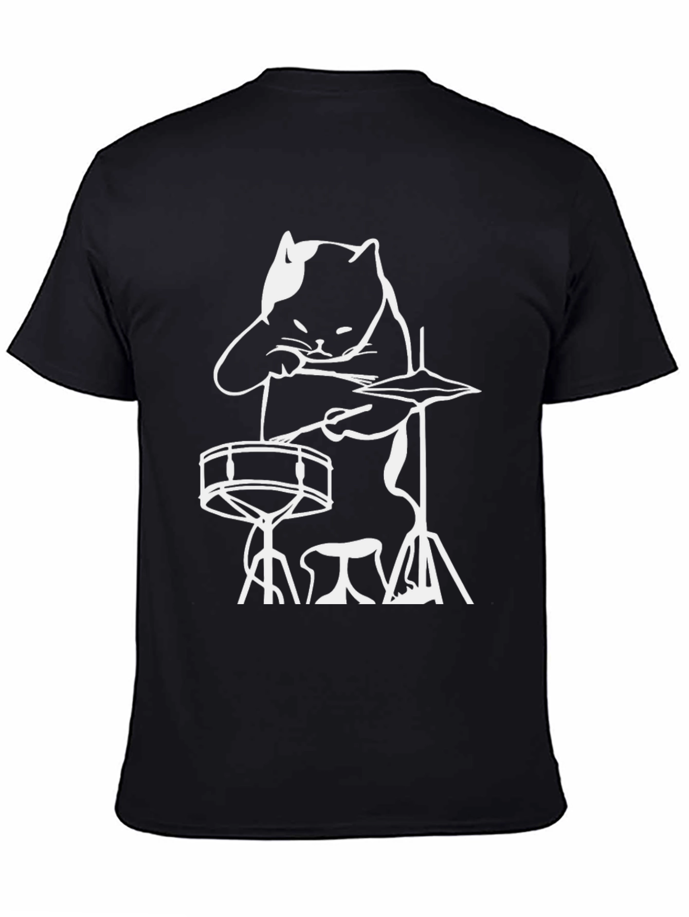Cat Drummer T-Shirt - Rock and Roll Cool!