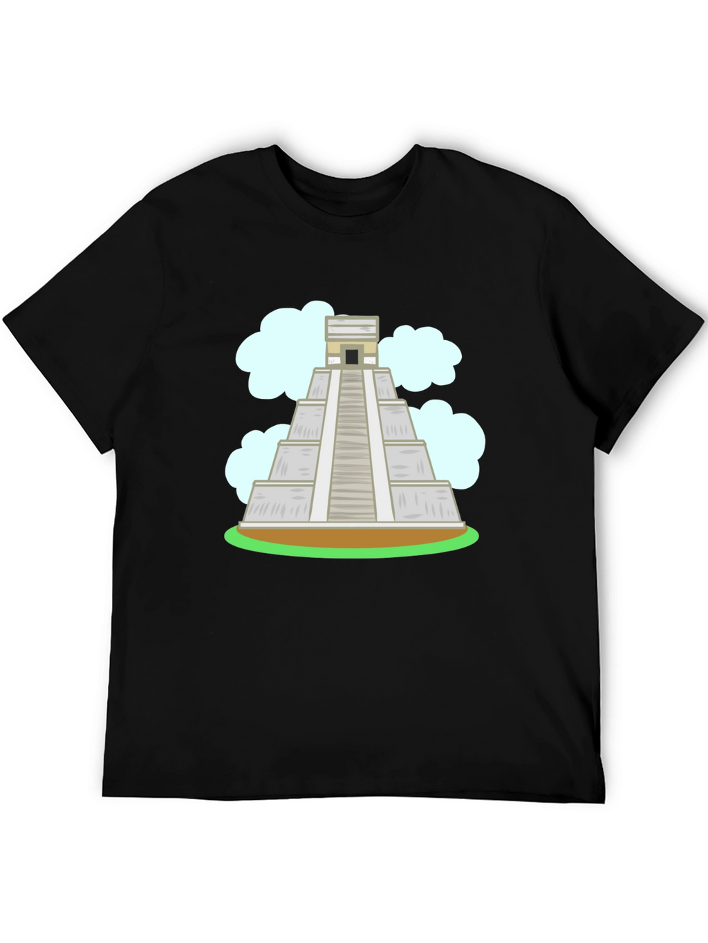Mayan Pyramid Graphic Tee - Black Cotton T-Shirt