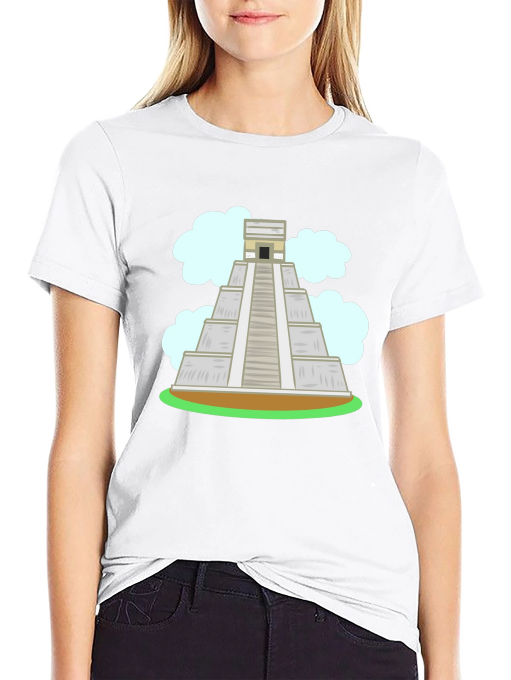 Mayan Pyramid Graphic Tee - Black Cotton T-Shirt