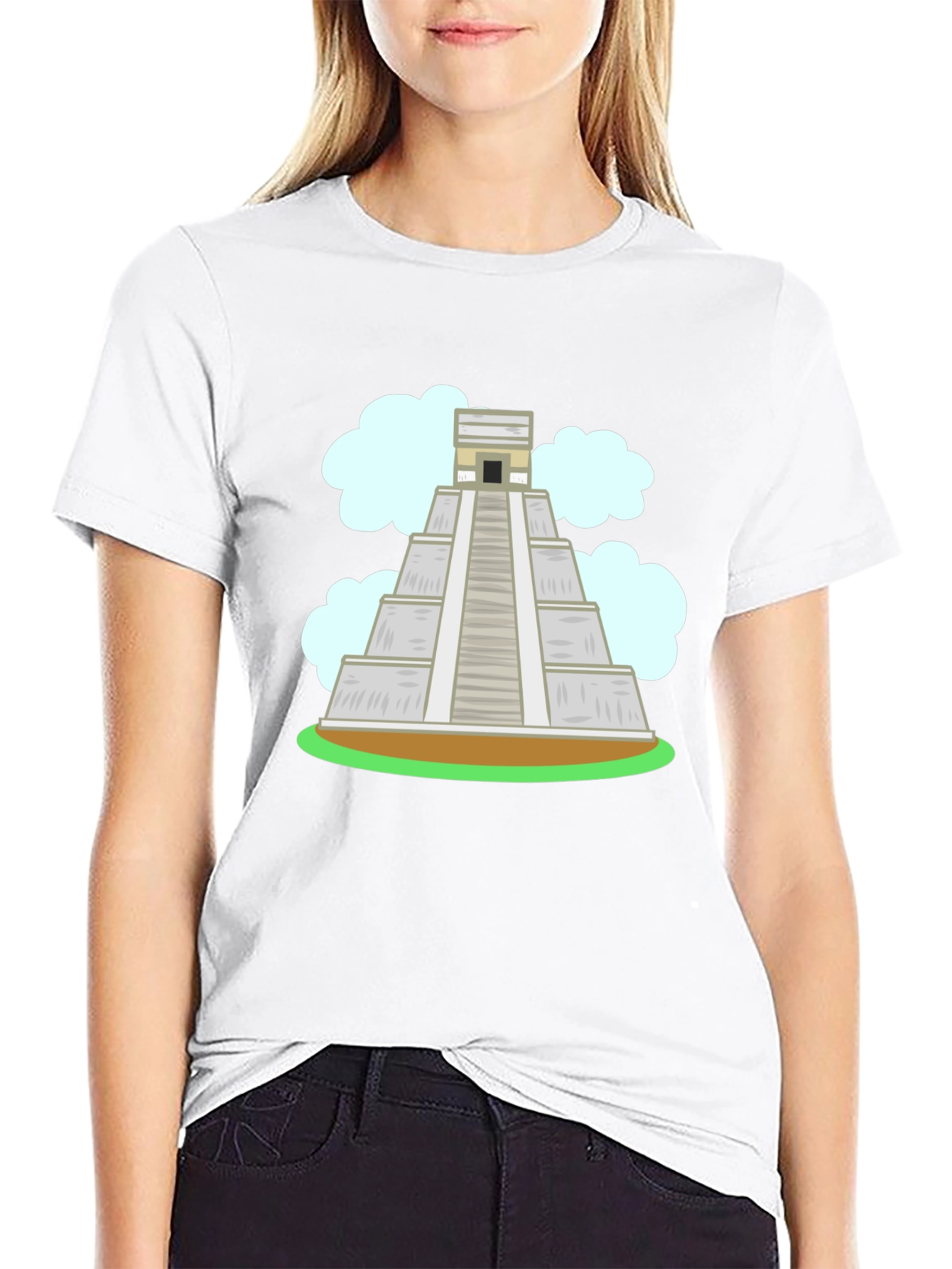 Mayan Pyramid Graphic Tee - Black Cotton T-Shirt