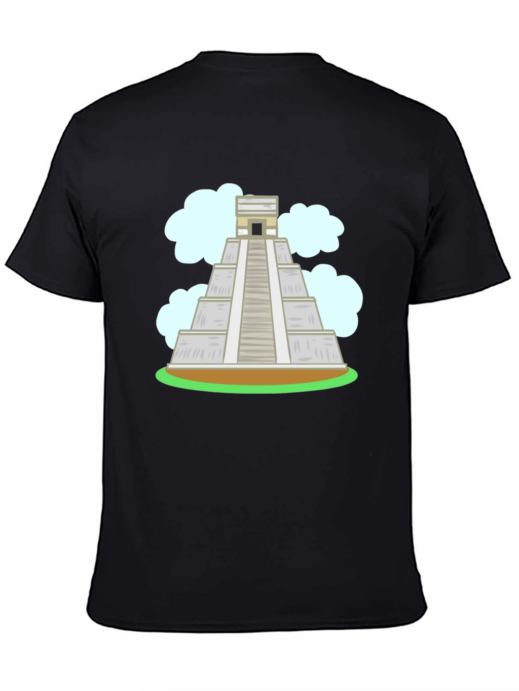 Mayan Pyramid Graphic Tee - Black Cotton T-Shirt