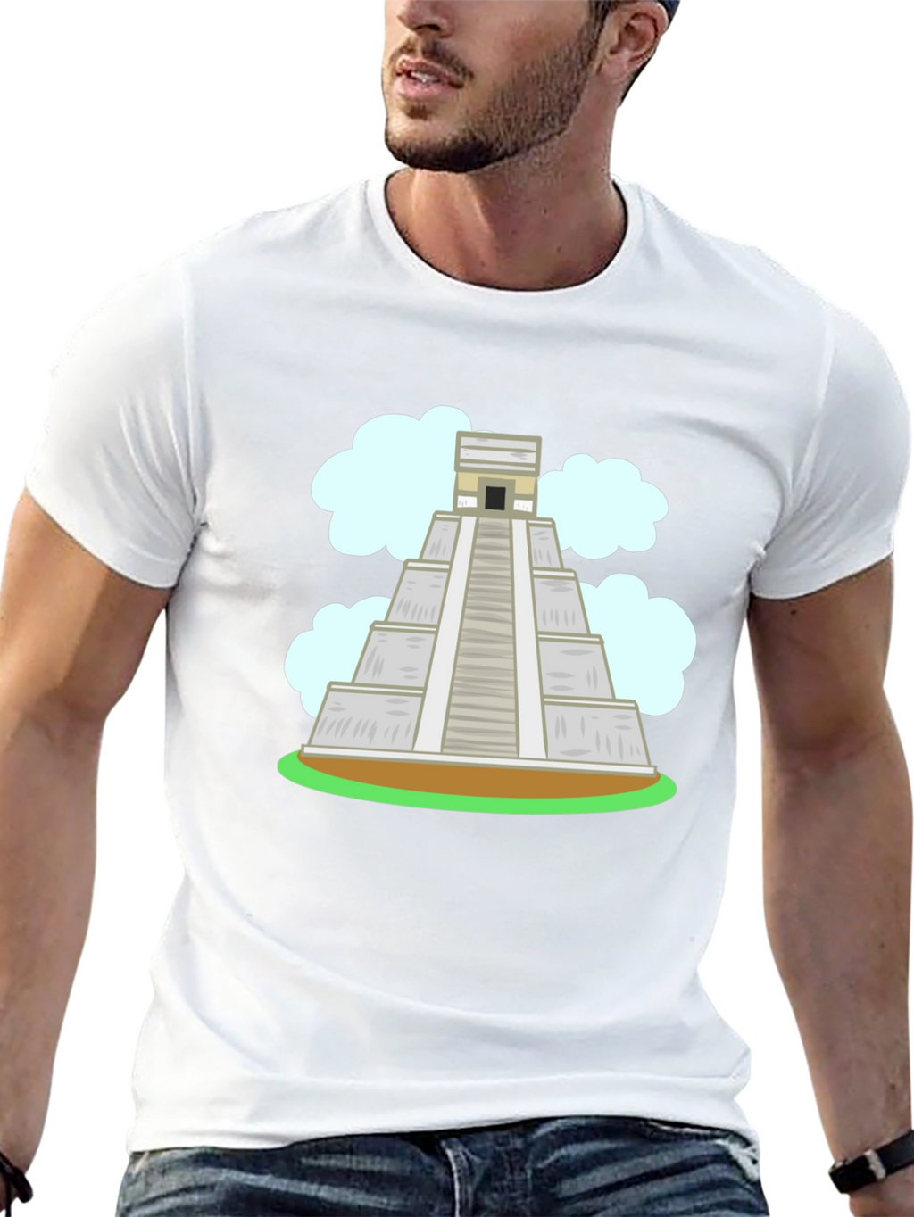 Mayan Pyramid Graphic Tee - Black Cotton T-Shirt