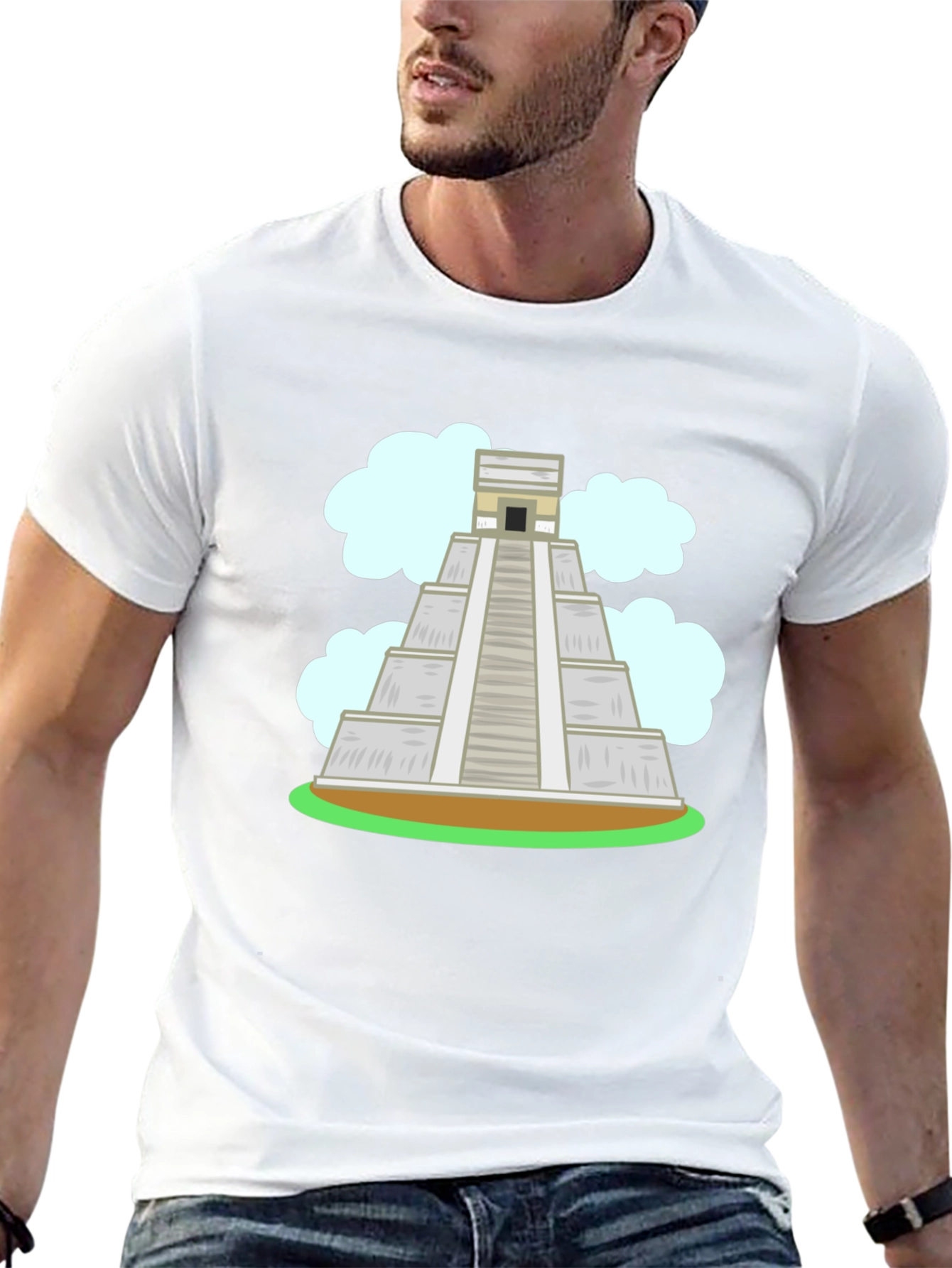 Mayan Pyramid Graphic Tee - Black Cotton T-Shirt