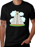 Mayan Pyramid Graphic Tee - Black Cotton T-Shirt