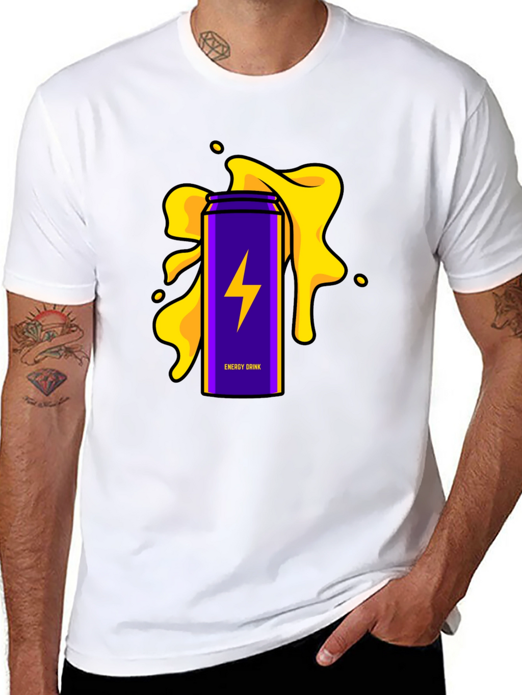 Energy Drink T-Shirt - Purple Lightning Bolt Design
