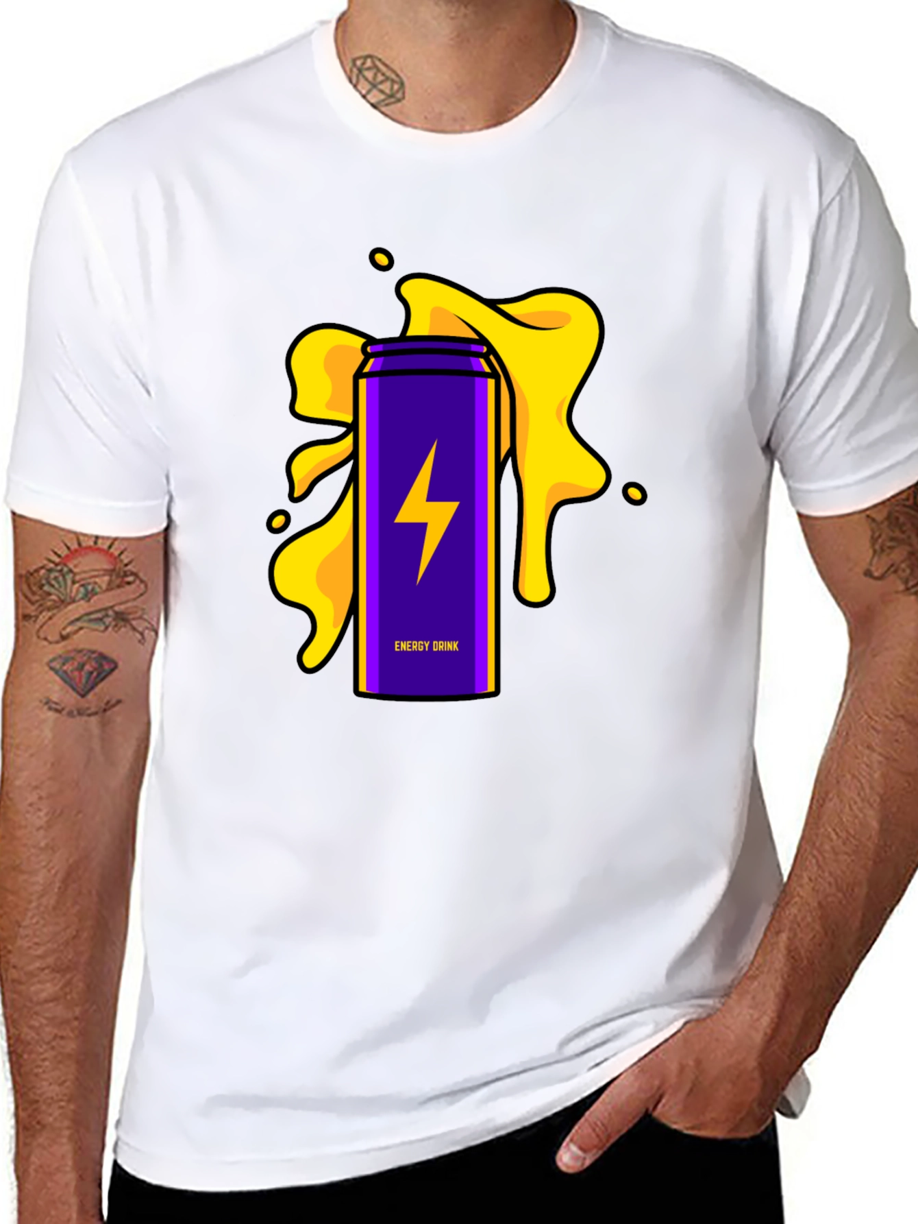 Energy Drink T-Shirt - Purple Lightning Bolt Design