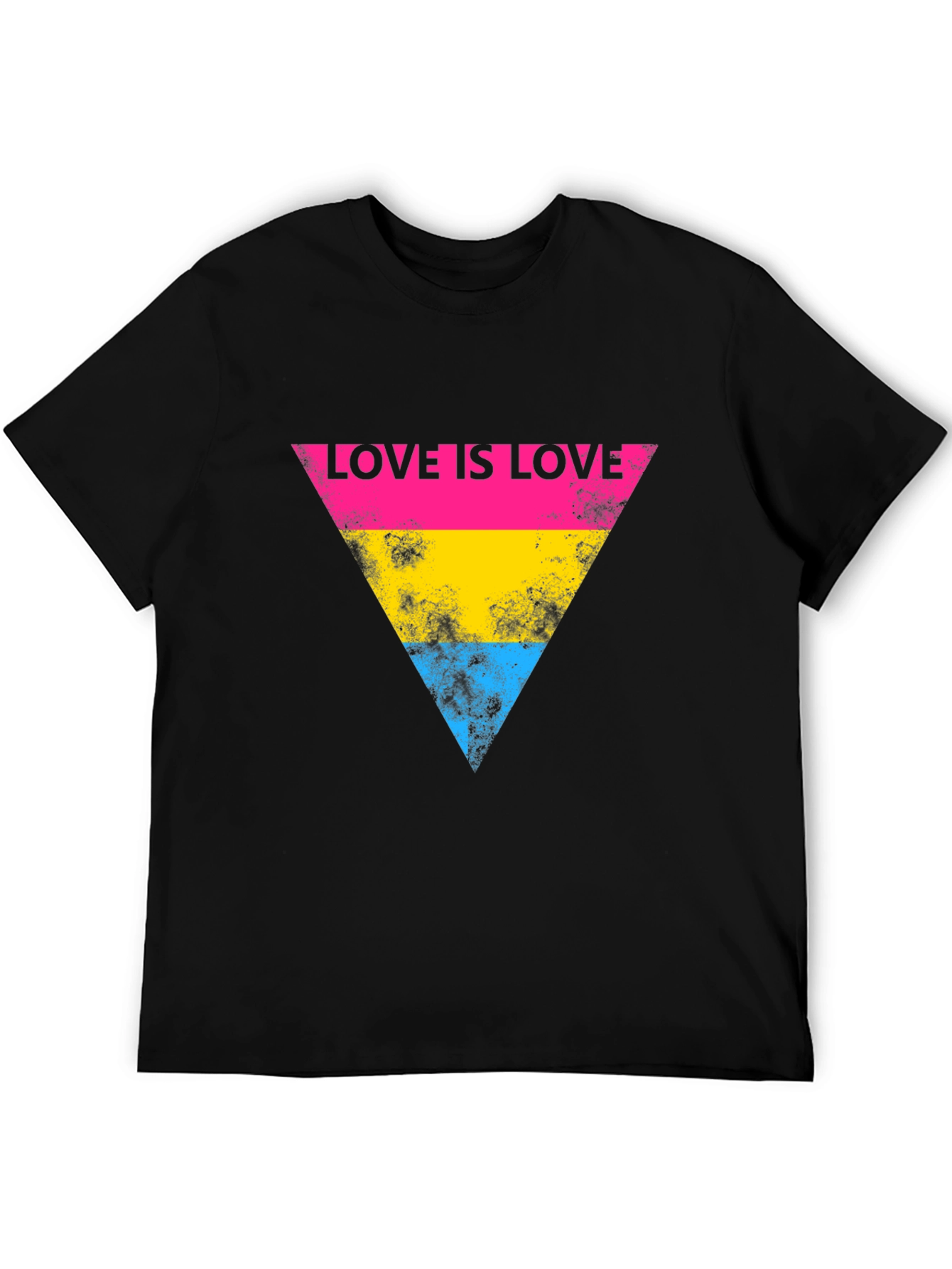 Love is Love LGBTQ Pride Pansexual Flag Triangle Black T-Shirt