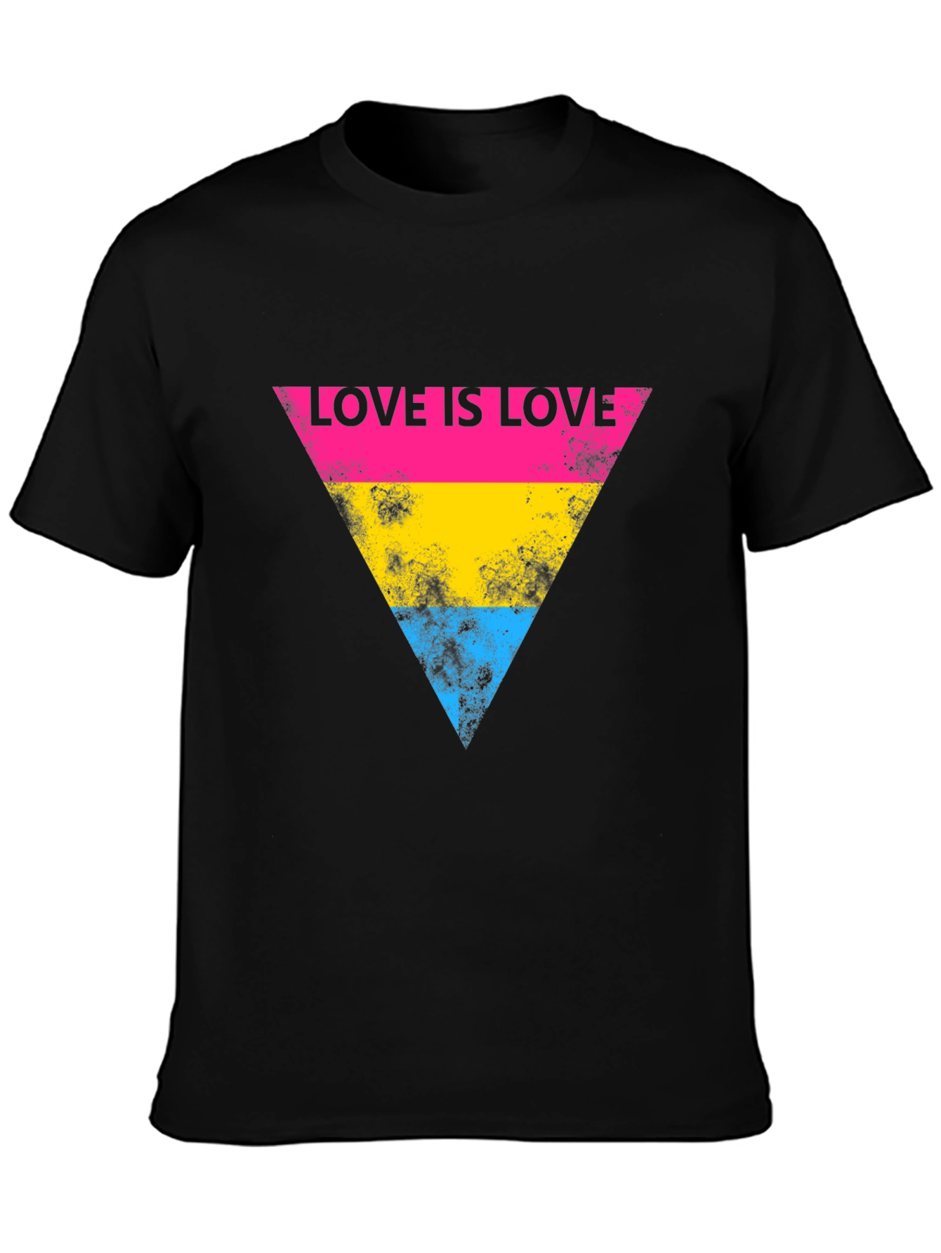 Love is Love LGBTQ Pride Pansexual Flag Triangle Black T-Shirt