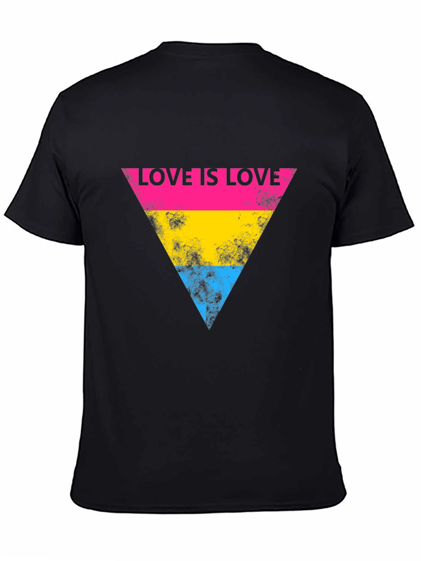 Love is Love LGBTQ Pride Pansexual Flag Triangle Black T-Shirt