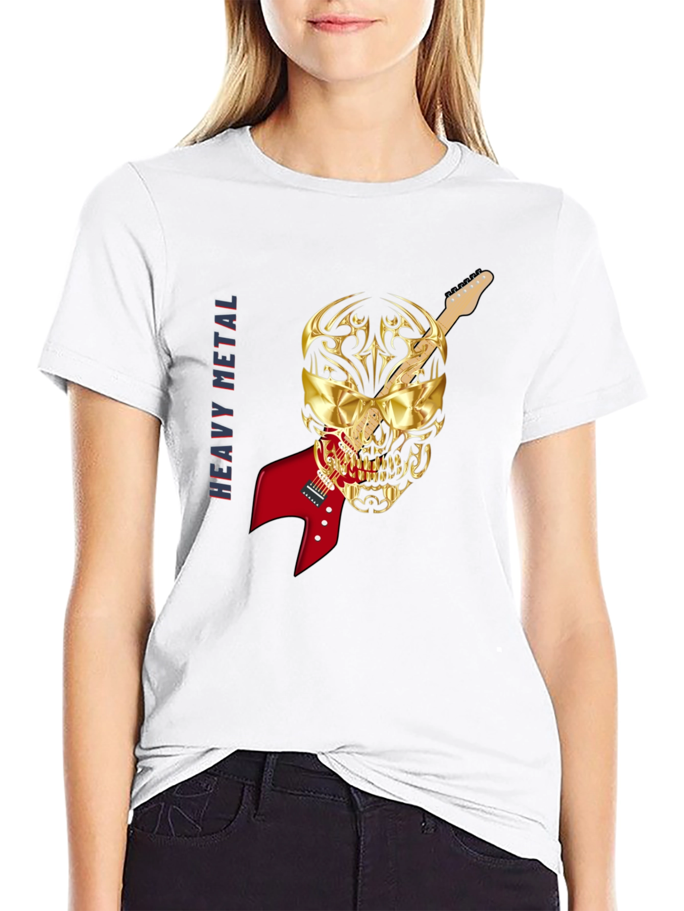 Heavy Metal Skull Guitar T-Shirt