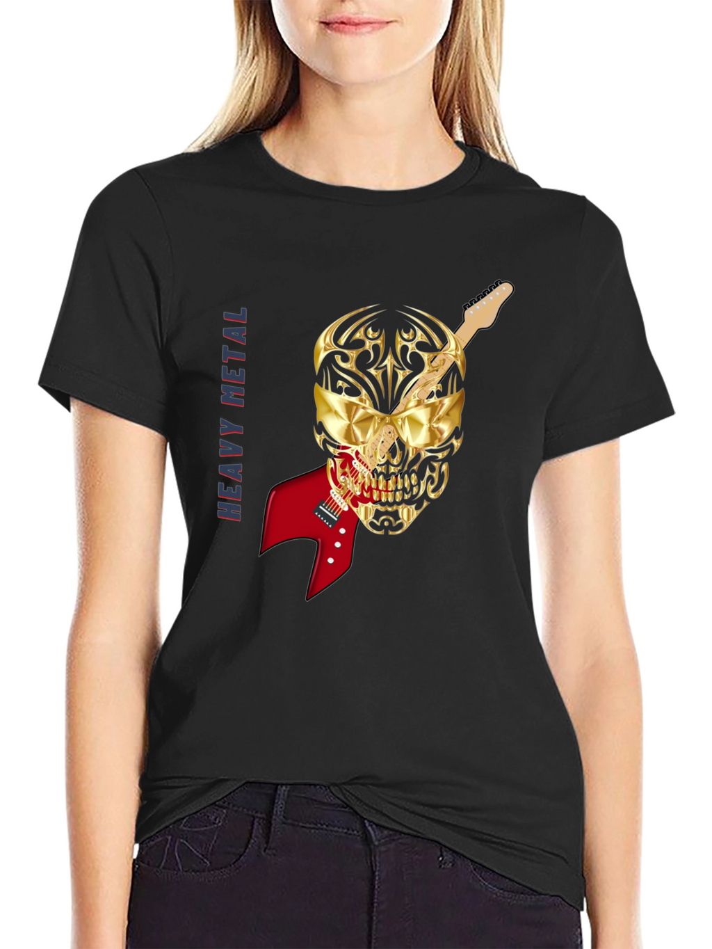Heavy Metal Skull Guitar T-Shirt