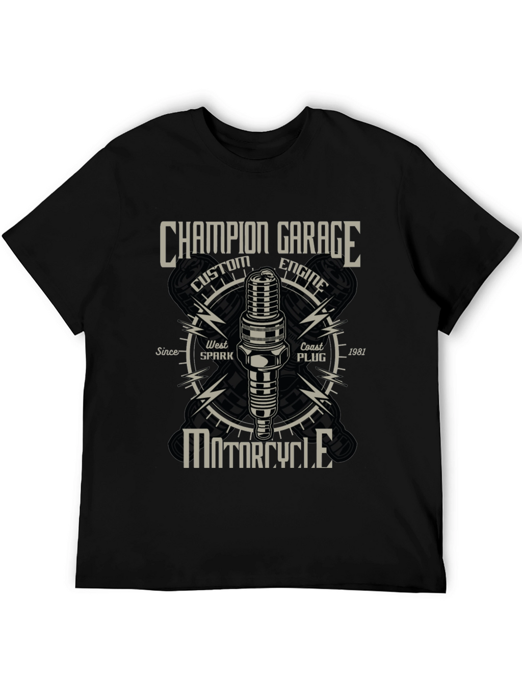 Champion Garage Motorcycle T-Shirt - Custom Engine Design