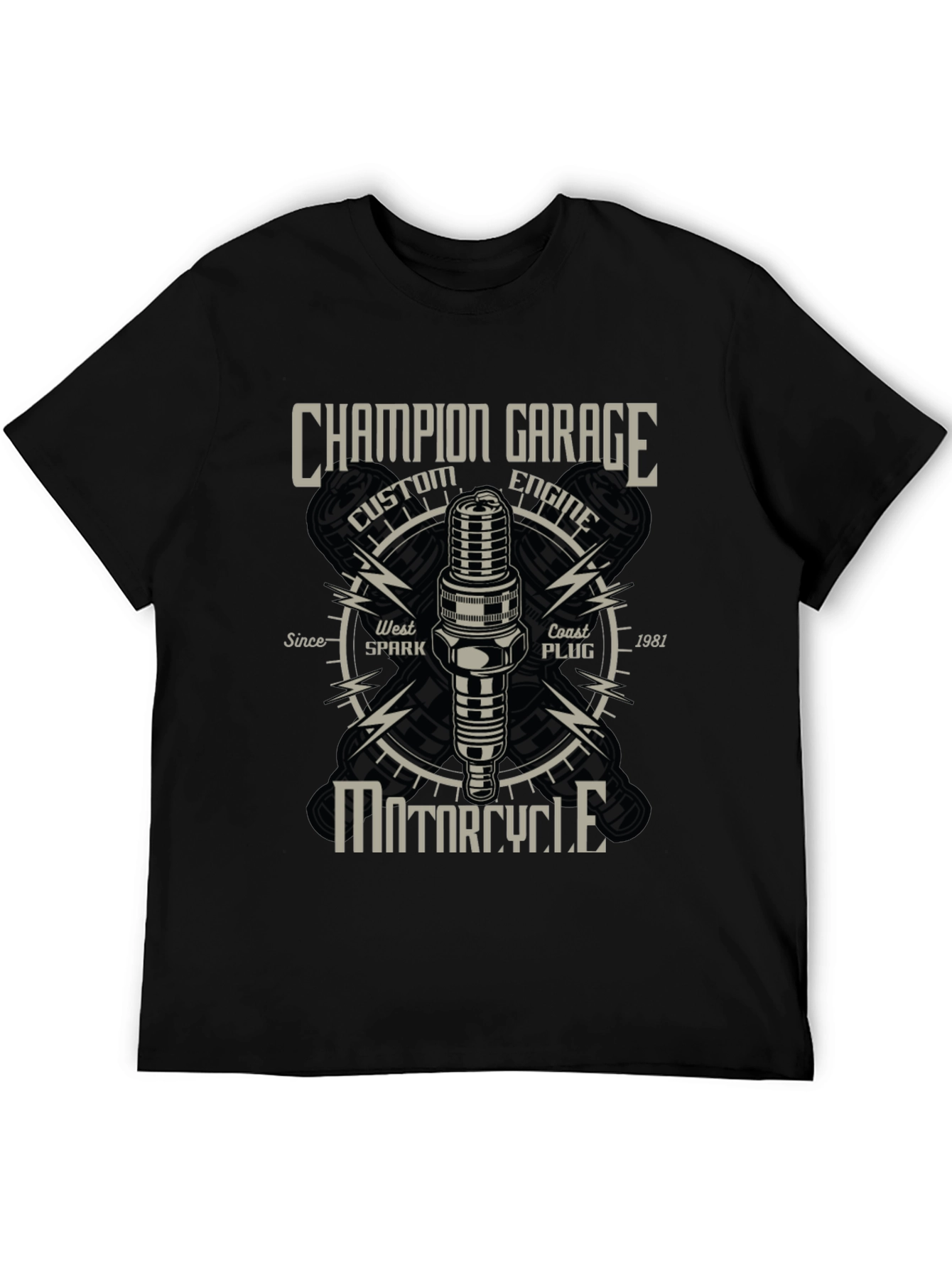 Champion Garage Motorcycle T-Shirt - Custom Engine Design