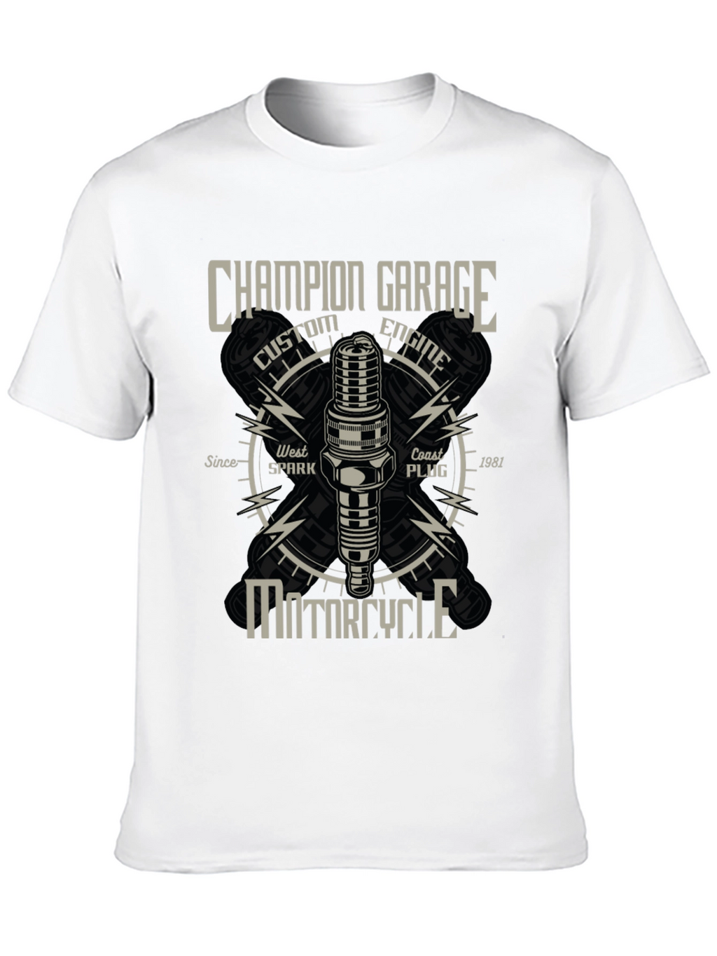 Champion Garage Motorcycle T-Shirt - Custom Engine Design