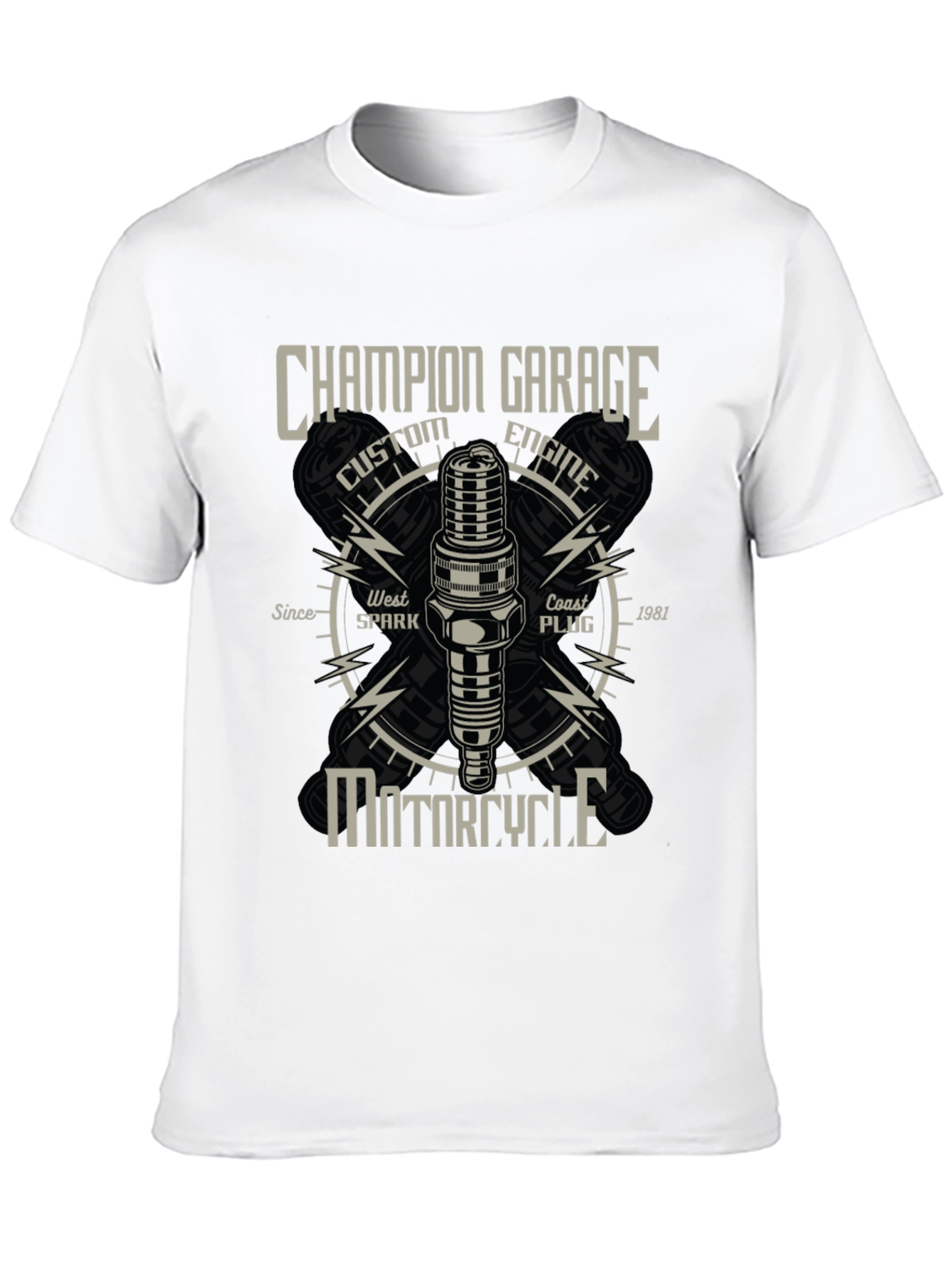 Champion Garage Motorcycle T-Shirt - Custom Engine Design