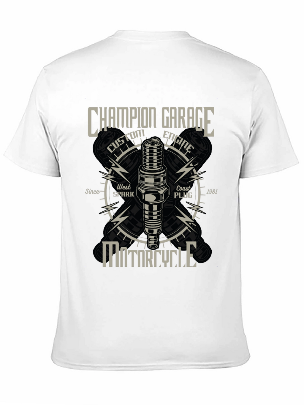 Champion Garage Motorcycle T-Shirt - Custom Engine Design