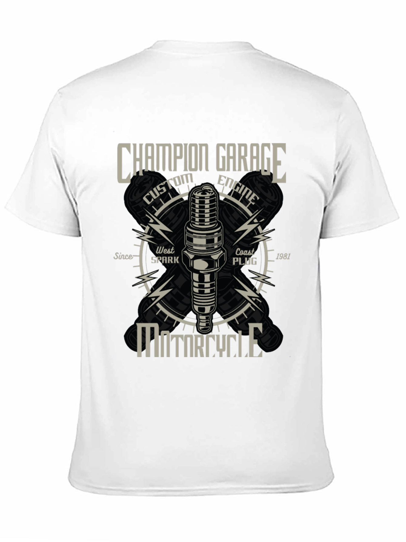 Champion Garage Motorcycle T-Shirt - Custom Engine Design