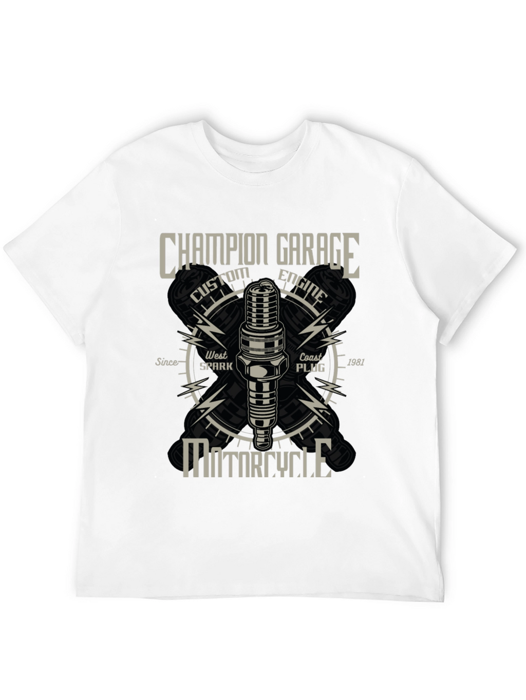 Champion Garage Motorcycle T-Shirt - Custom Engine Design