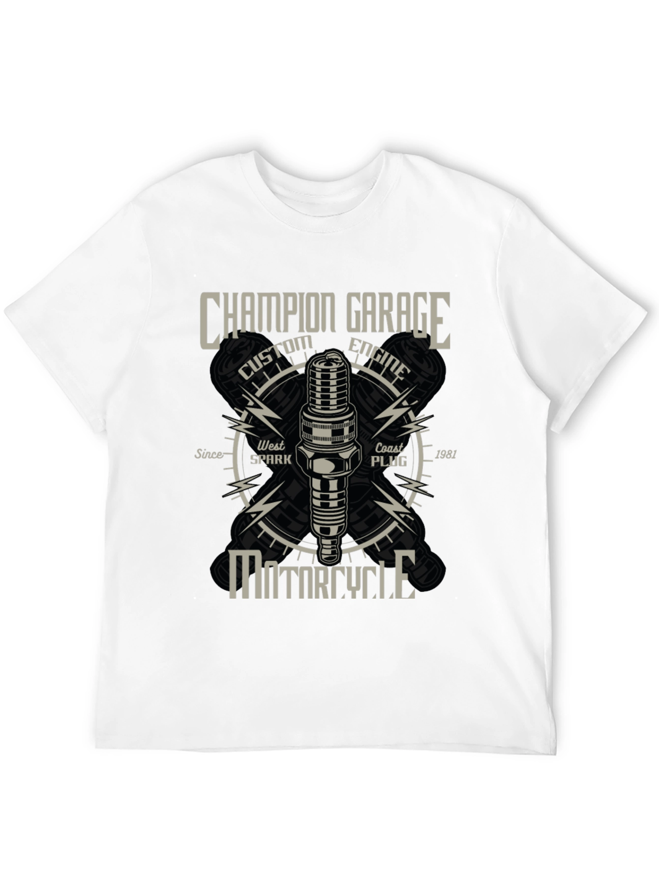 Champion Garage Motorcycle T-Shirt - Custom Engine Design