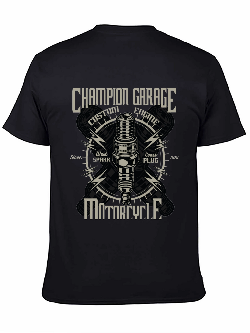 Champion Garage Motorcycle T-Shirt - Custom Engine Design