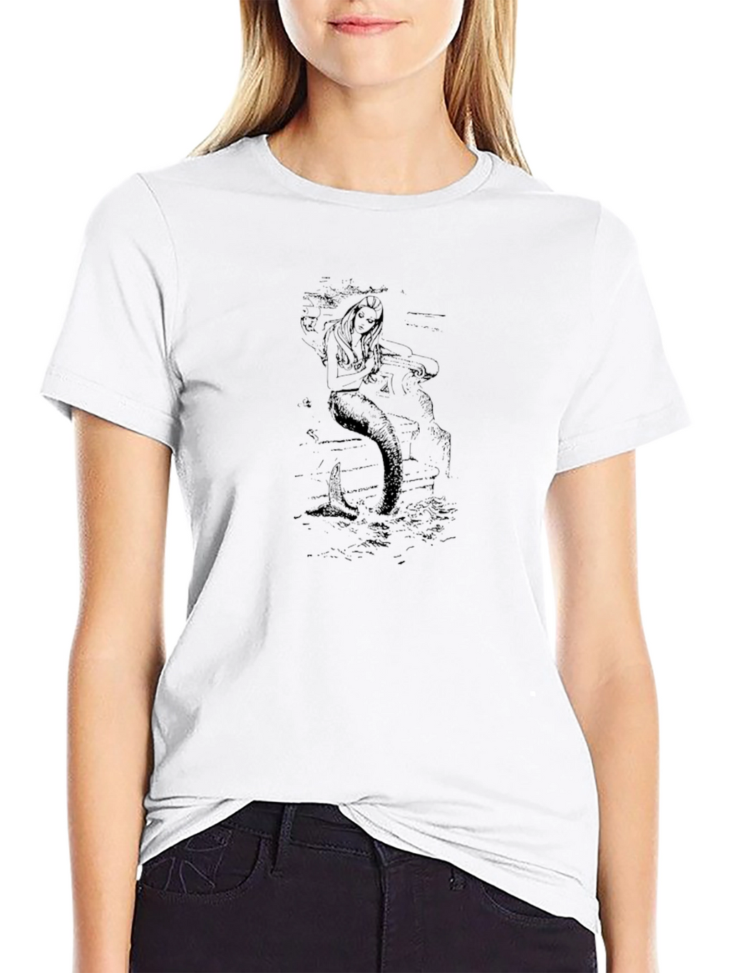 Mermaid Graphic Black T-Shirt