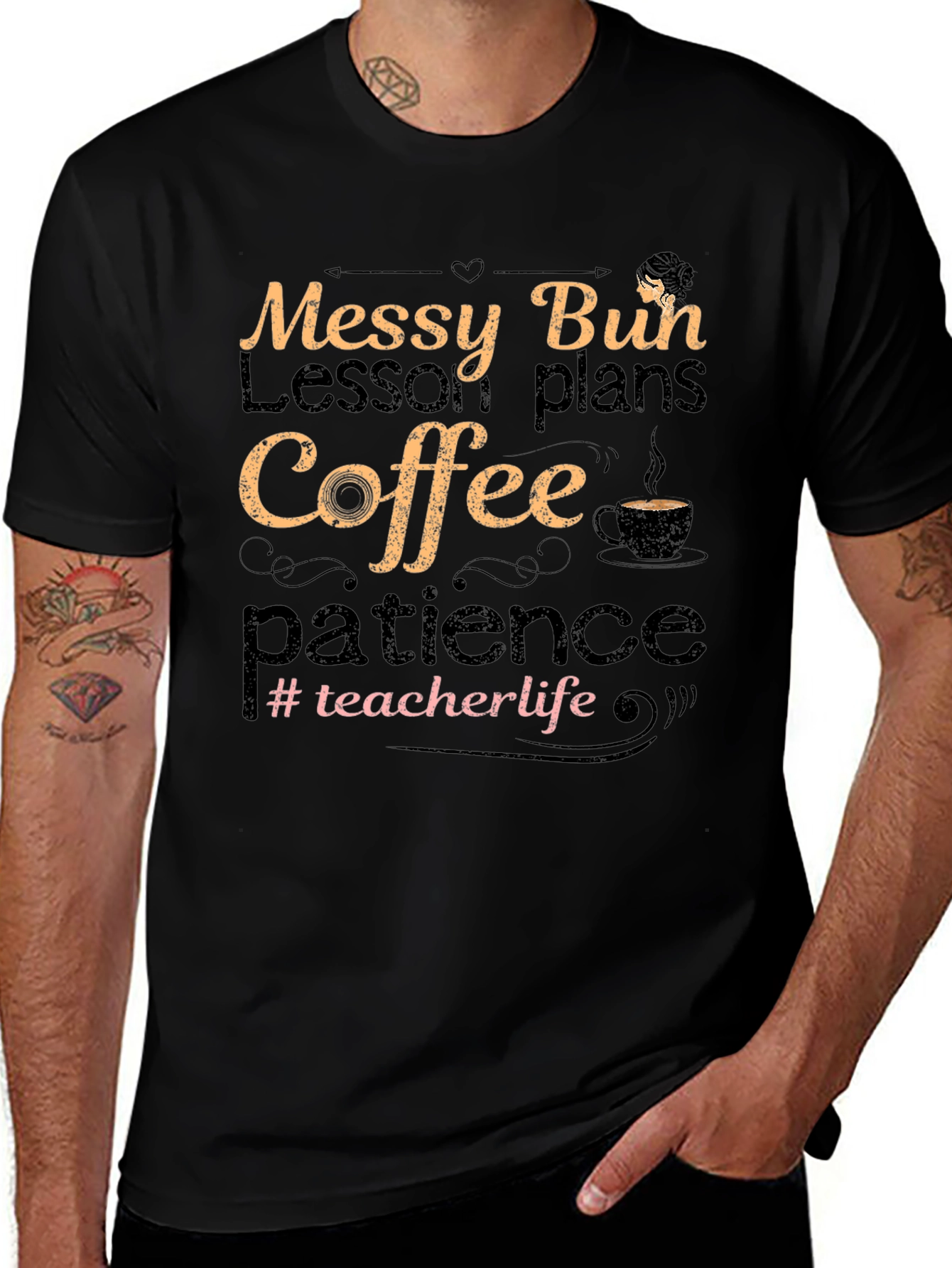 Messy Bun Teacher Life Graphic Tee