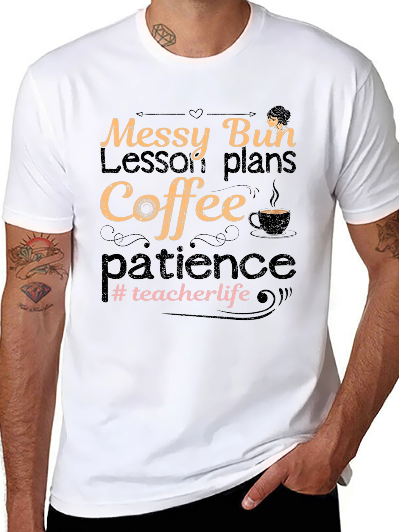 Messy Bun Teacher Life Graphic Tee