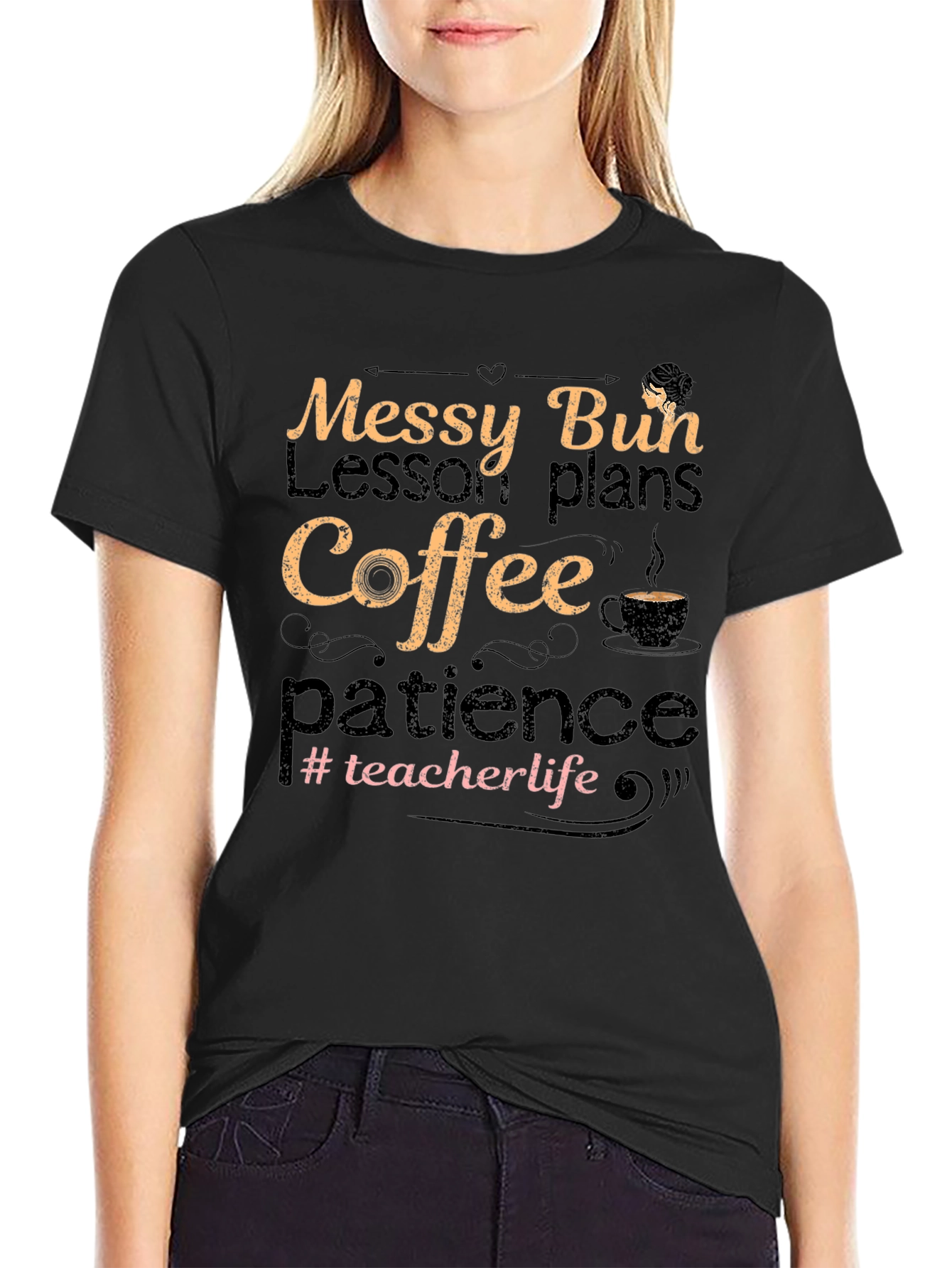 Messy Bun Teacher Life Graphic Tee