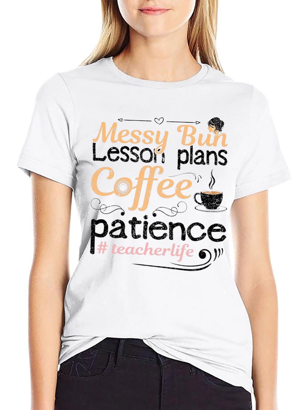 Messy Bun Teacher Life Graphic Tee